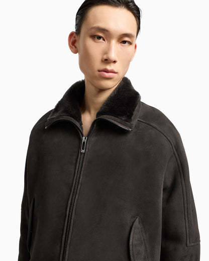 Emporio Armani ASV loose-fit lamb suede shearling blouson