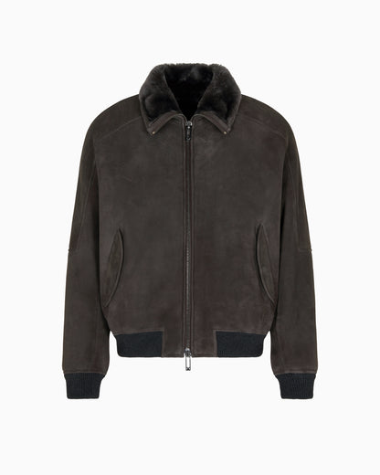 Emporio Armani ASV loose-fit lamb suede shearling blouson