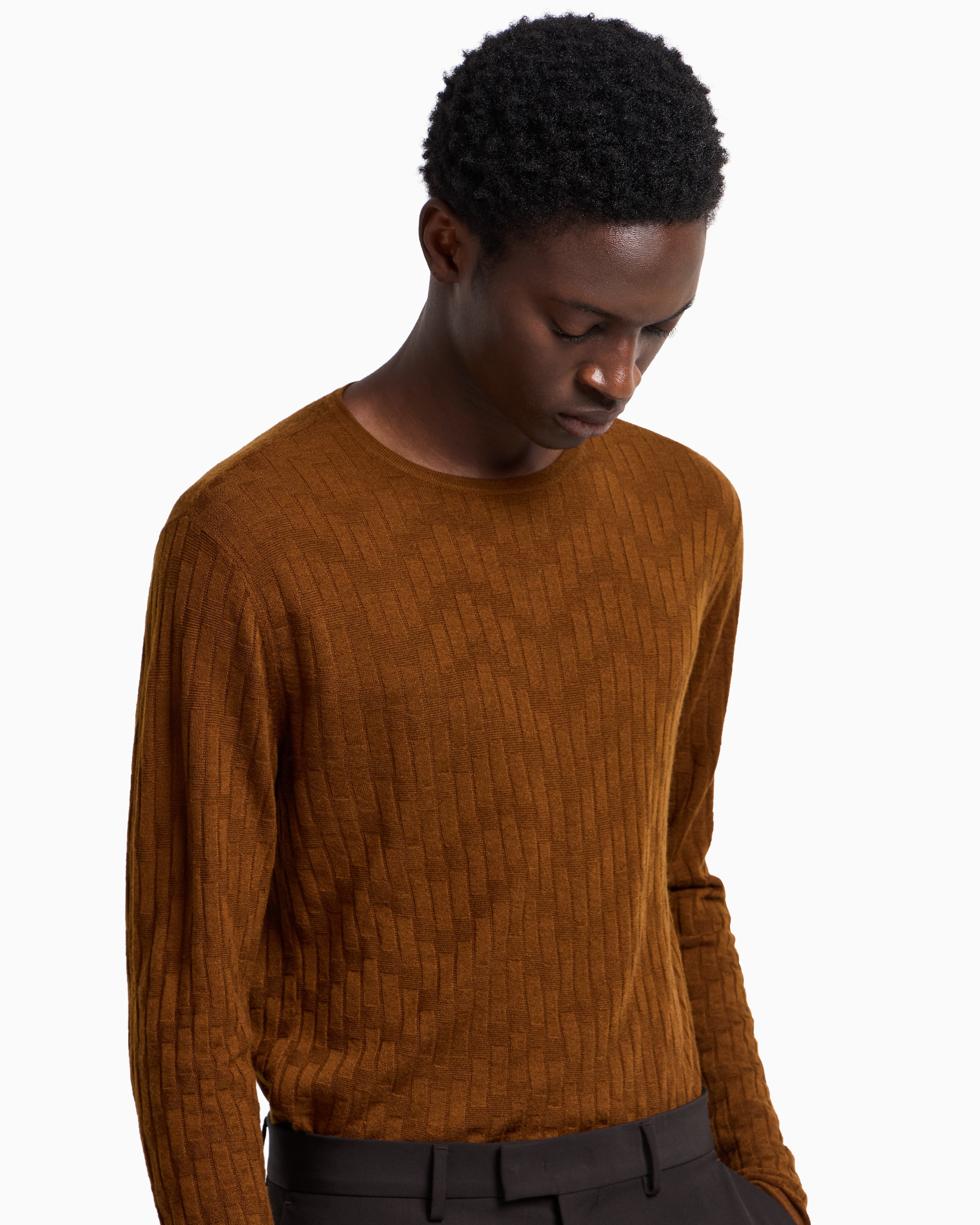 Emporio Armani Patterned knit wool and silk blend jumper