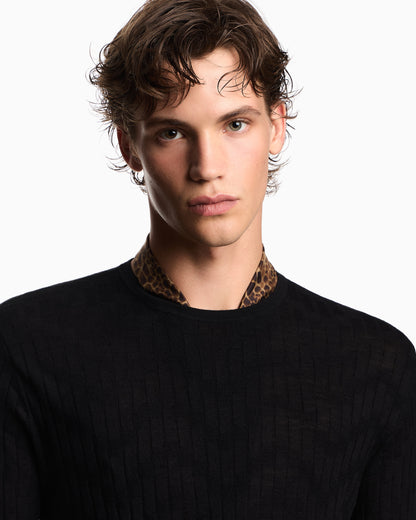 Emporio Armani Patterned knit wool and silk blend jumper