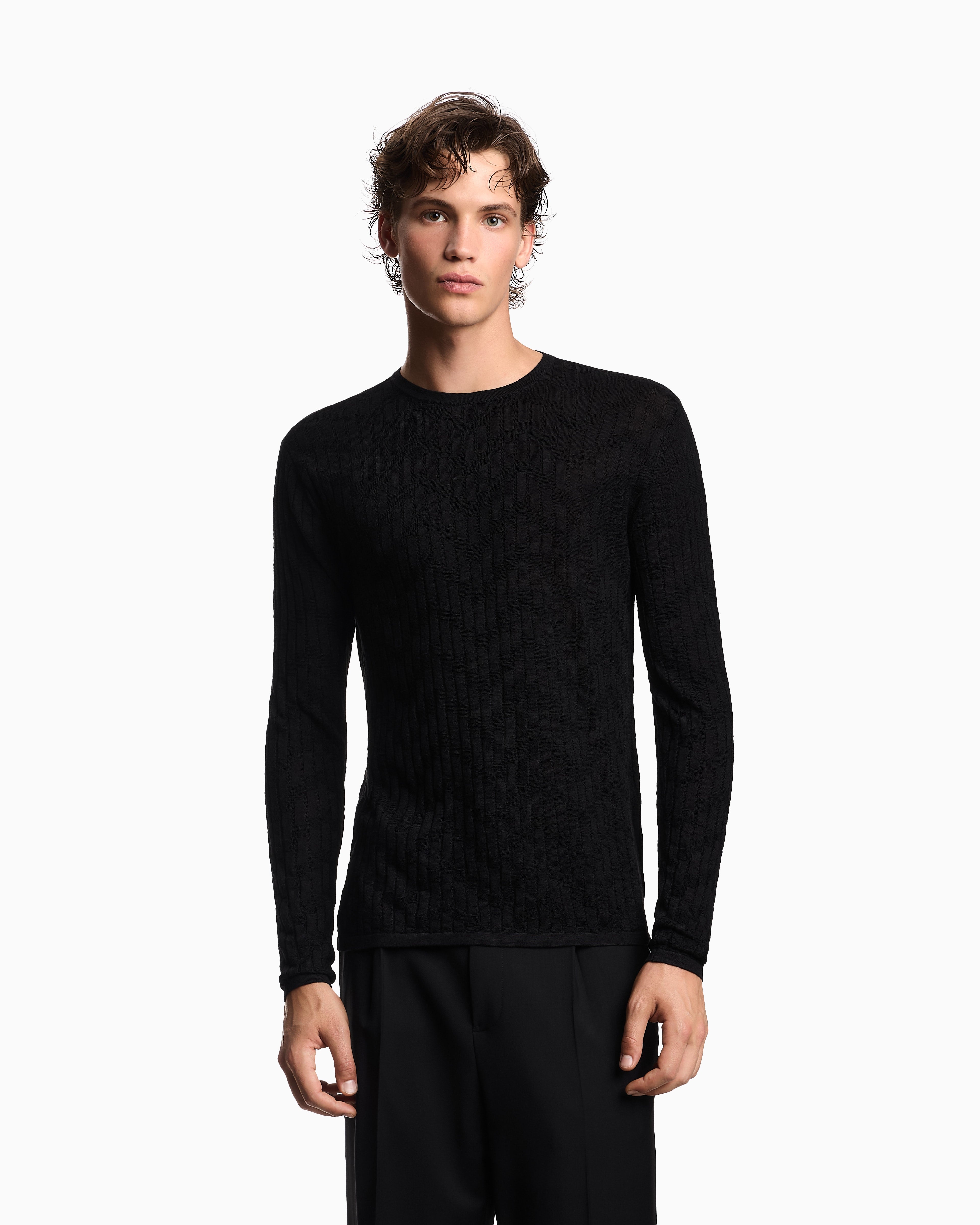 Emporio Armani Patterned knit wool and silk blend jumper