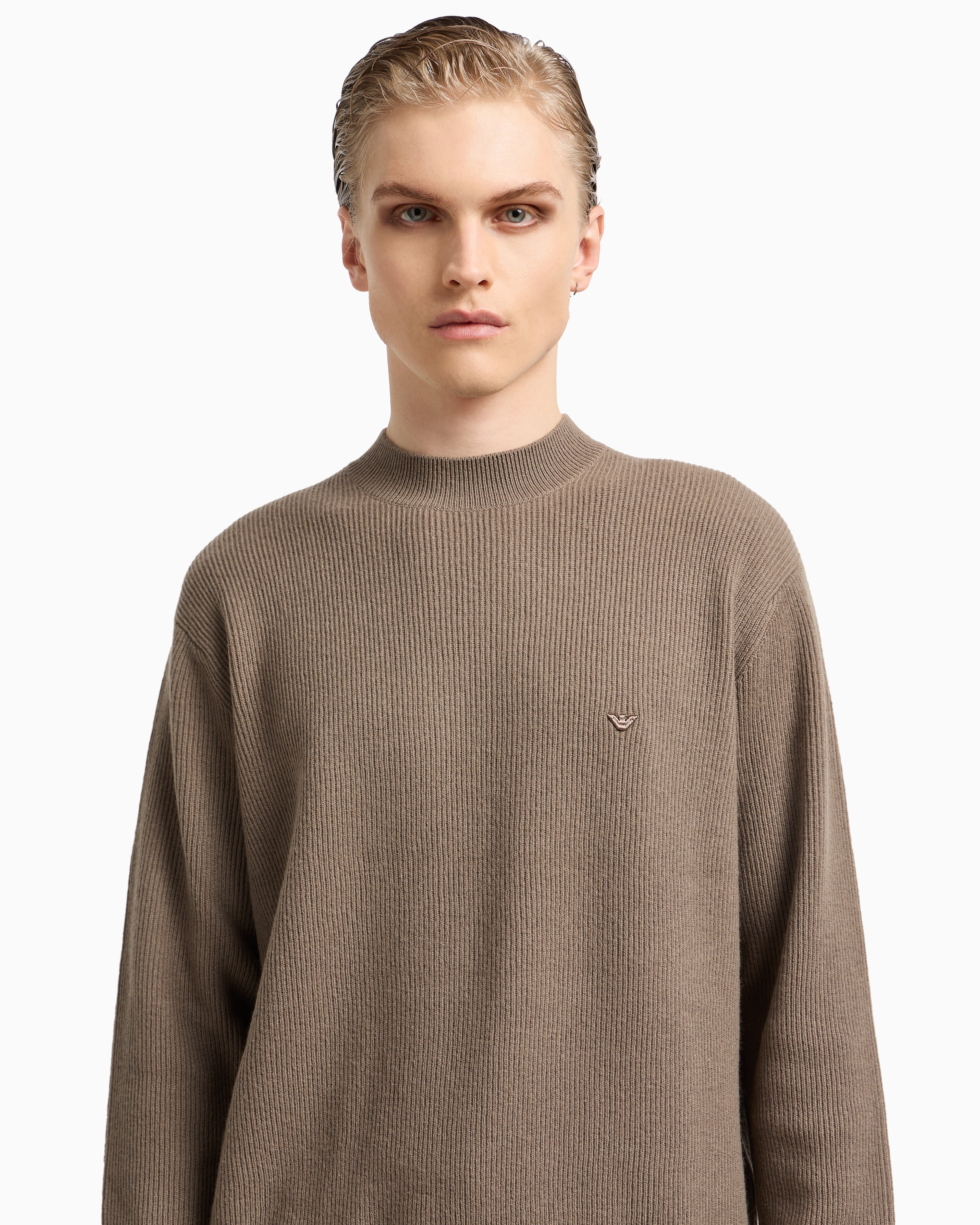 Emporio Armani Fisherman’s rib virgin-wool jumper