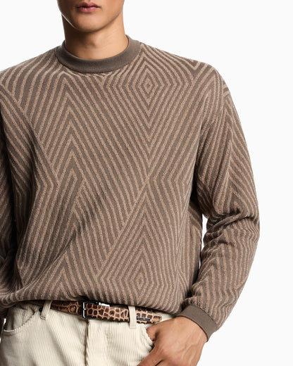 Emporio Armani Virgin wool-blend jumper with op-art jacquard with oversized diamonds