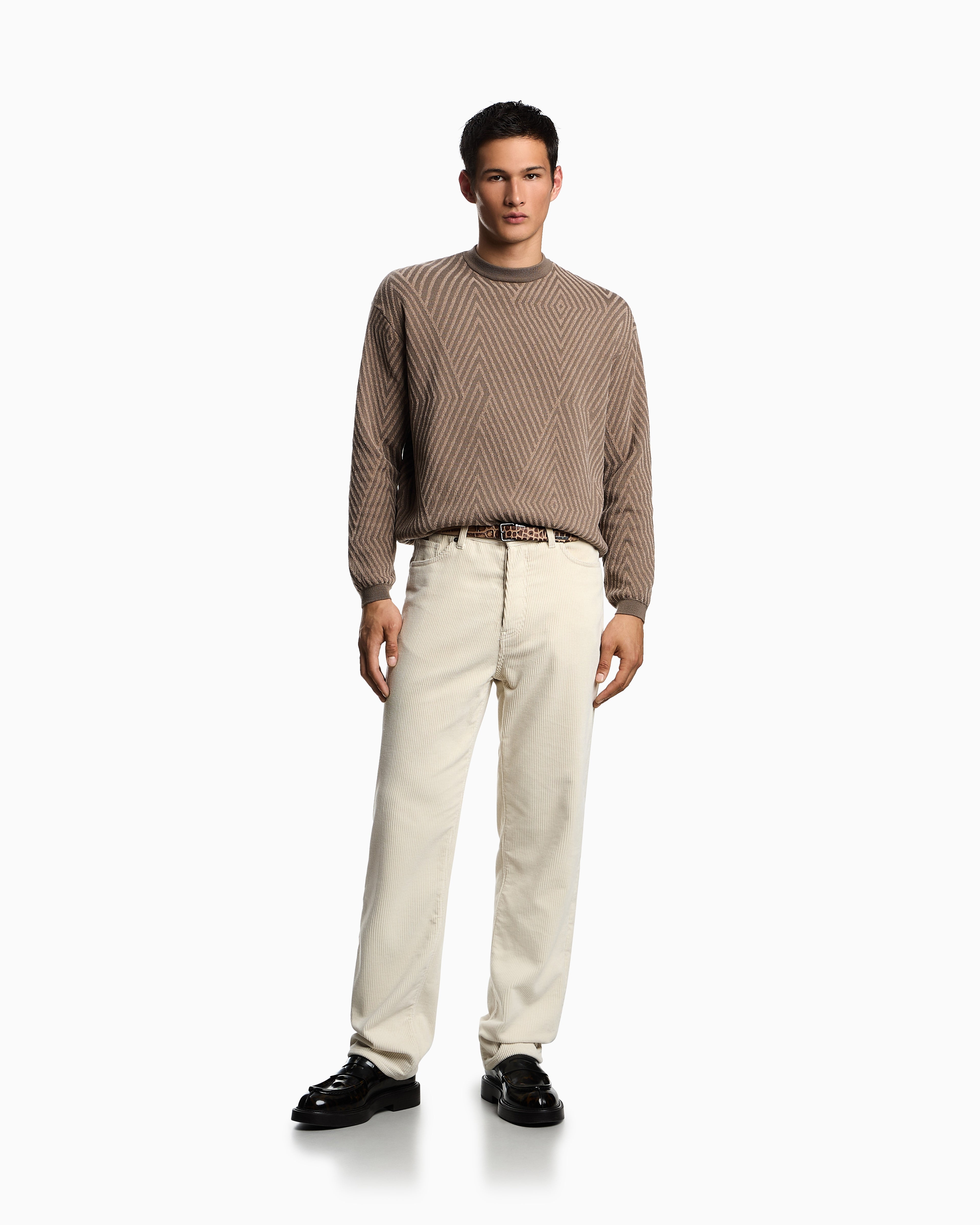 Emporio Armani Virgin wool-blend jumper with op-art jacquard with oversized diamonds