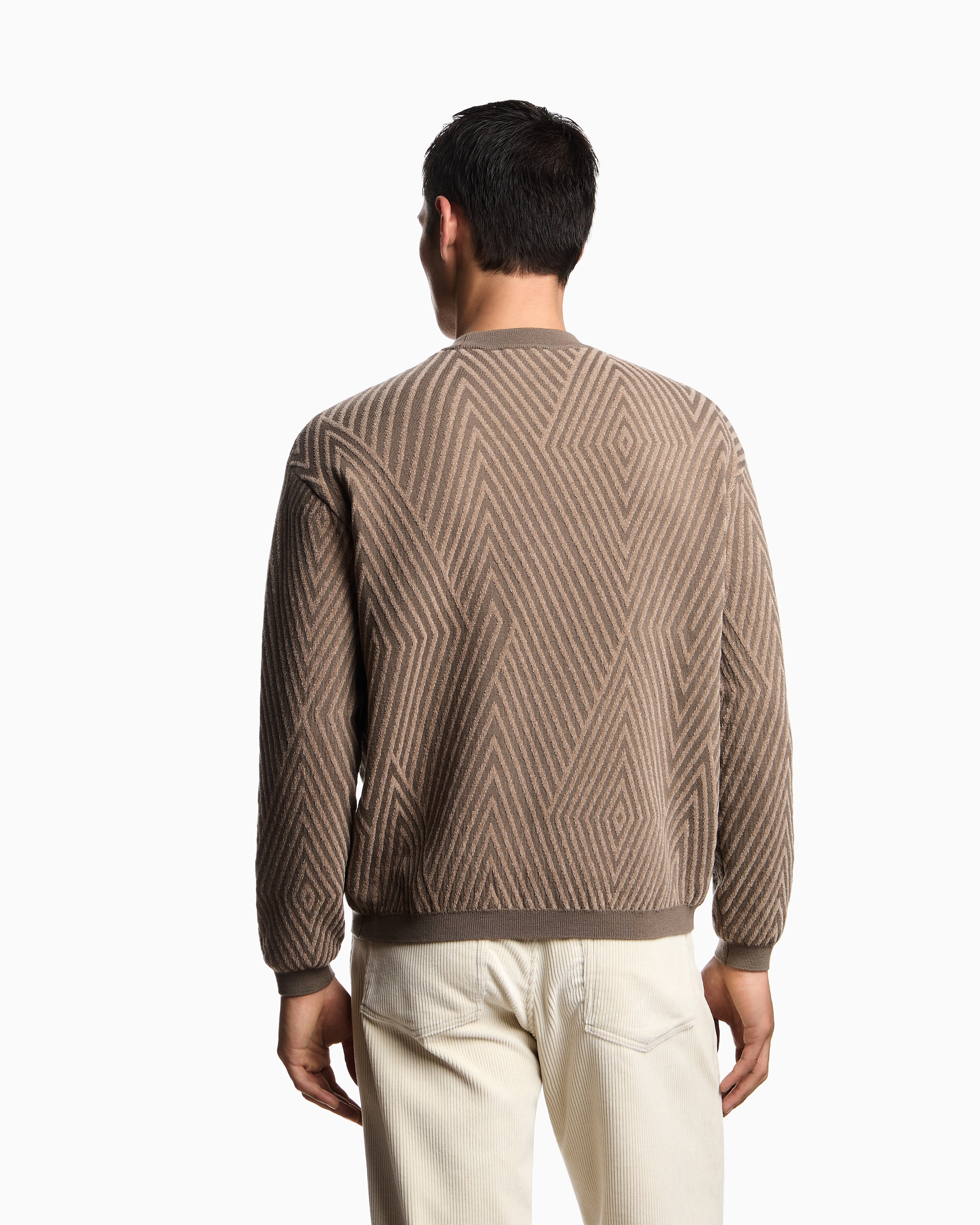 Emporio Armani Virgin wool-blend jumper with op-art jacquard with oversized diamonds