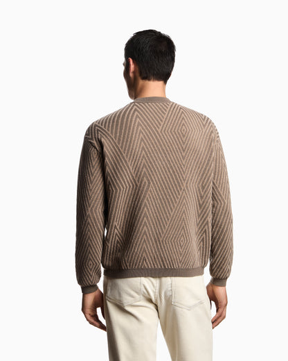 Emporio Armani Virgin wool-blend jumper with op-art jacquard with oversized diamonds