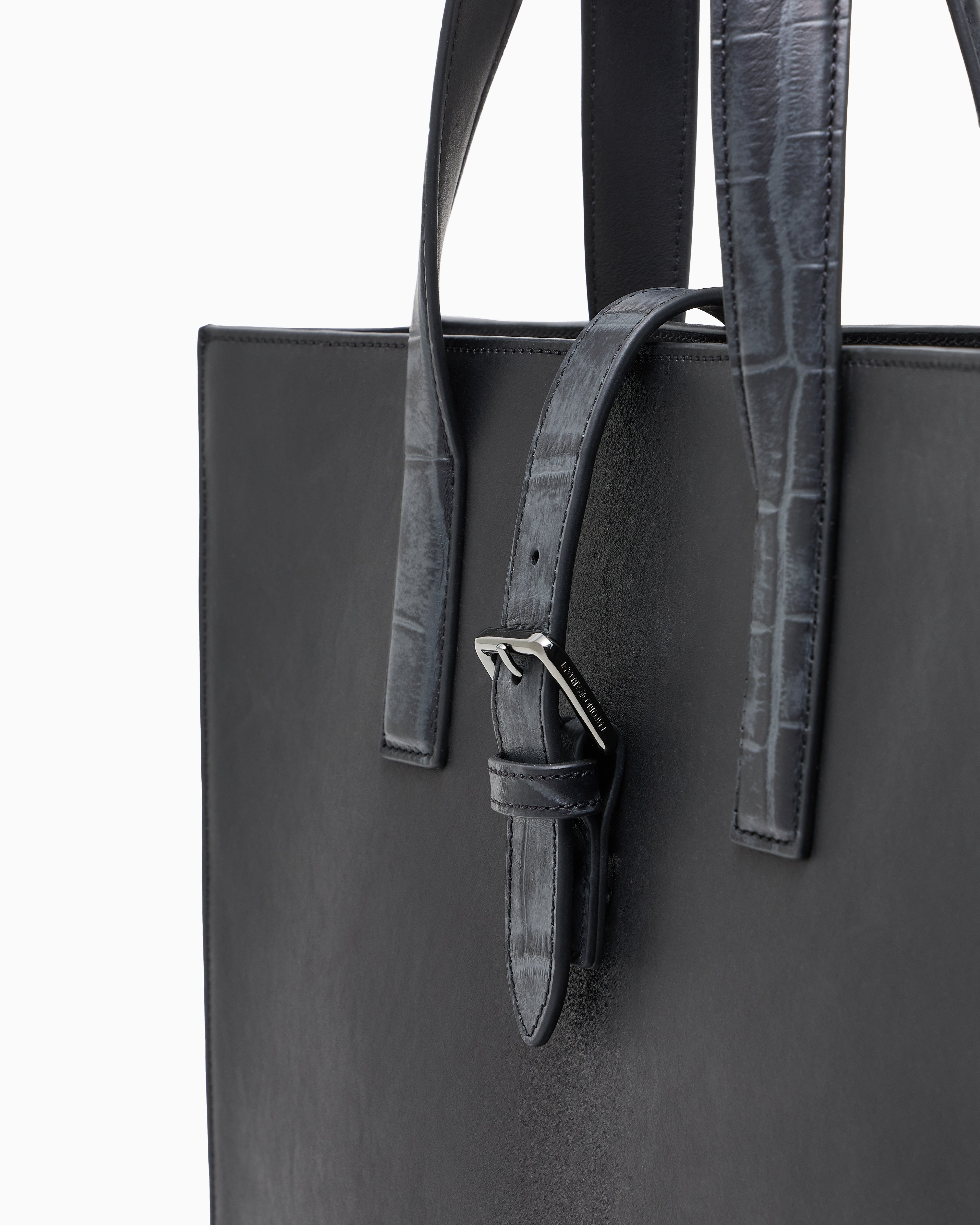 Emporio Armani Leather shopper bag with crocodile print