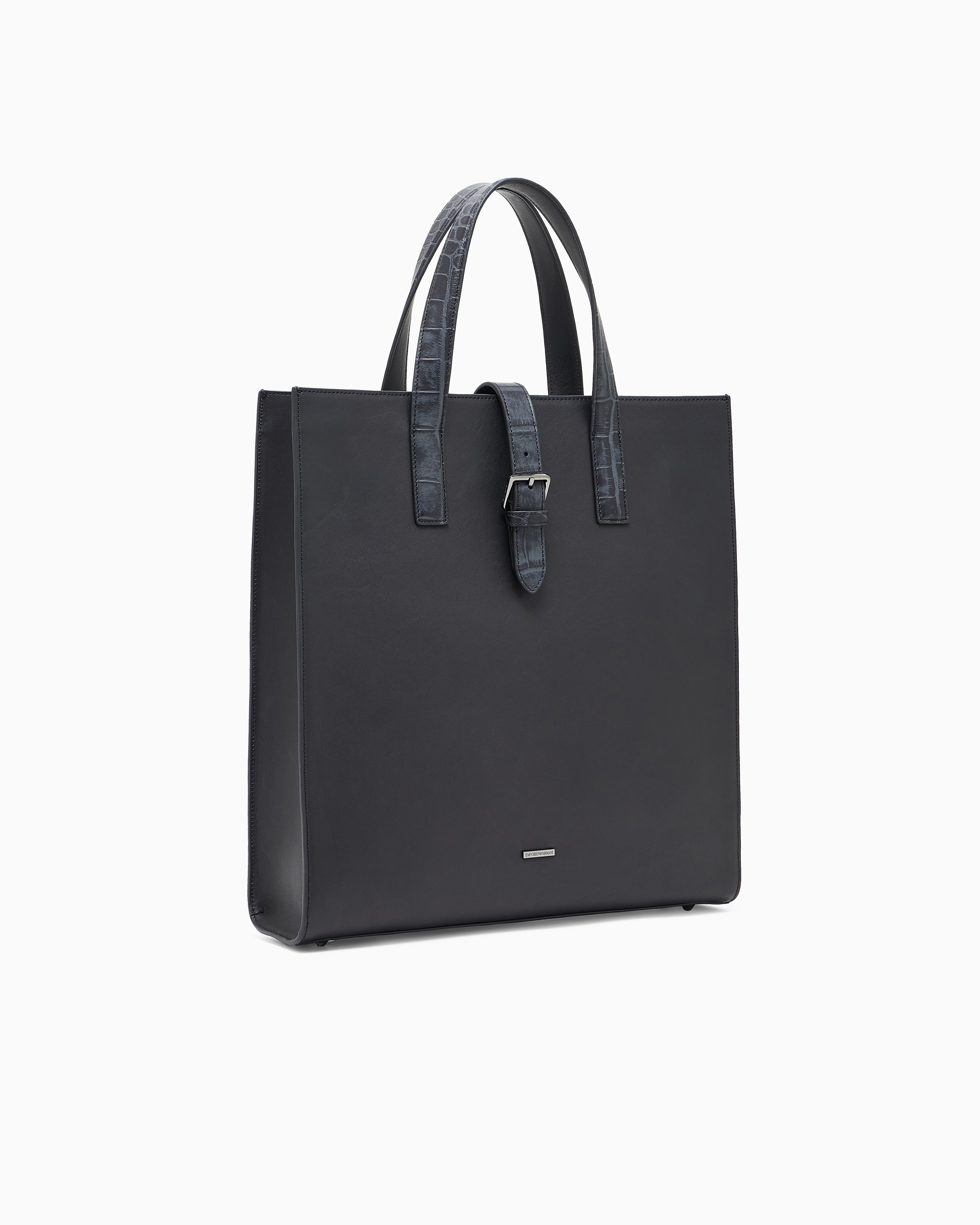Emporio Armani Leather shopper bag with crocodile print