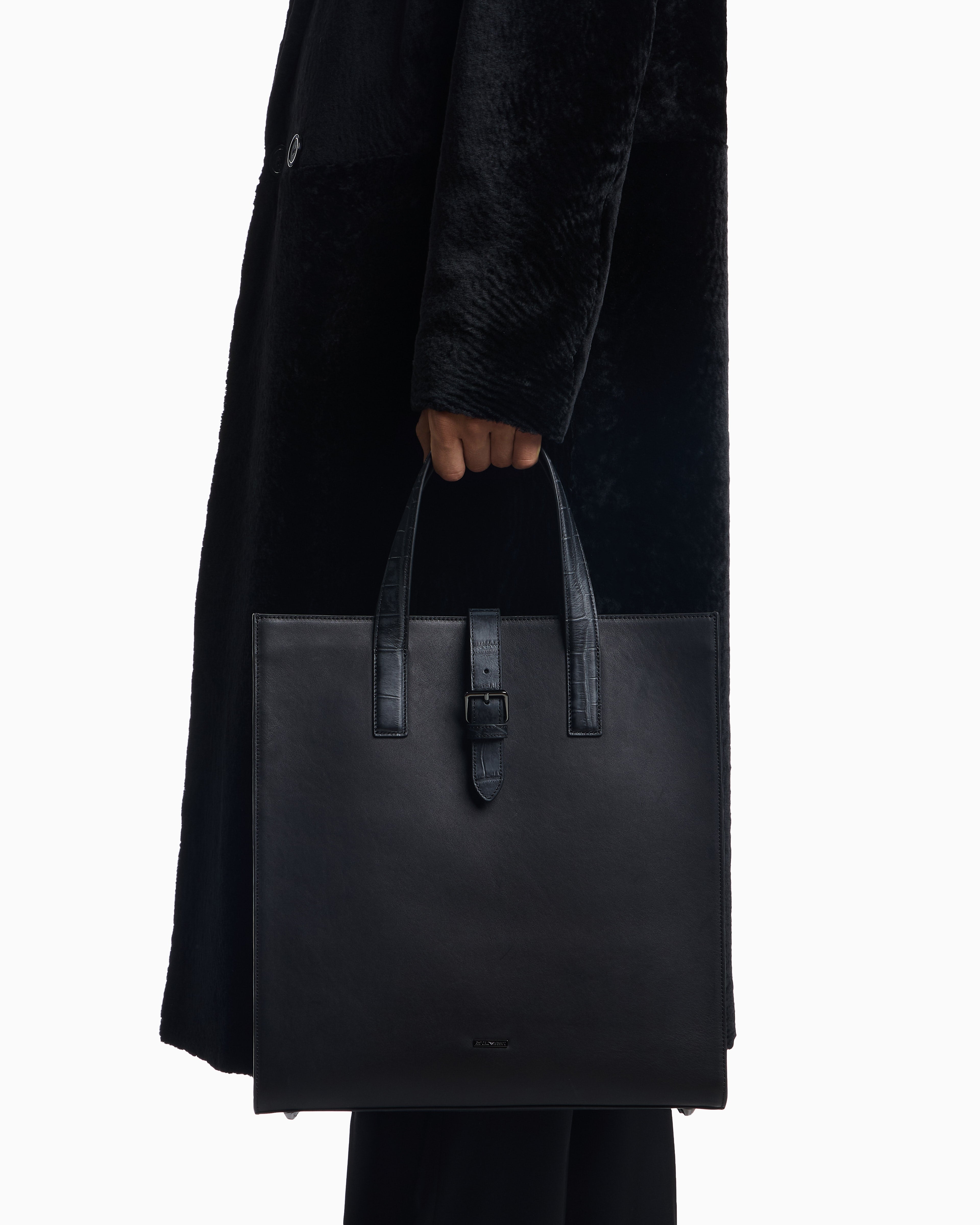 Emporio Armani Leather shopper bag with crocodile print