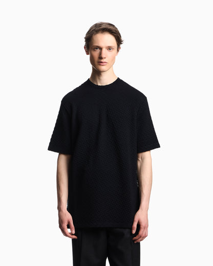 Emporio Armani Icon viscose-blend jacquard jersey jumper with op-art motif