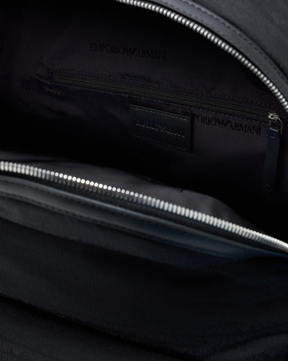 Emporio Armani Round nylon backpack with monogram lettering