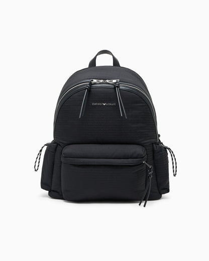 Emporio Armani Round nylon backpack with monogram lettering