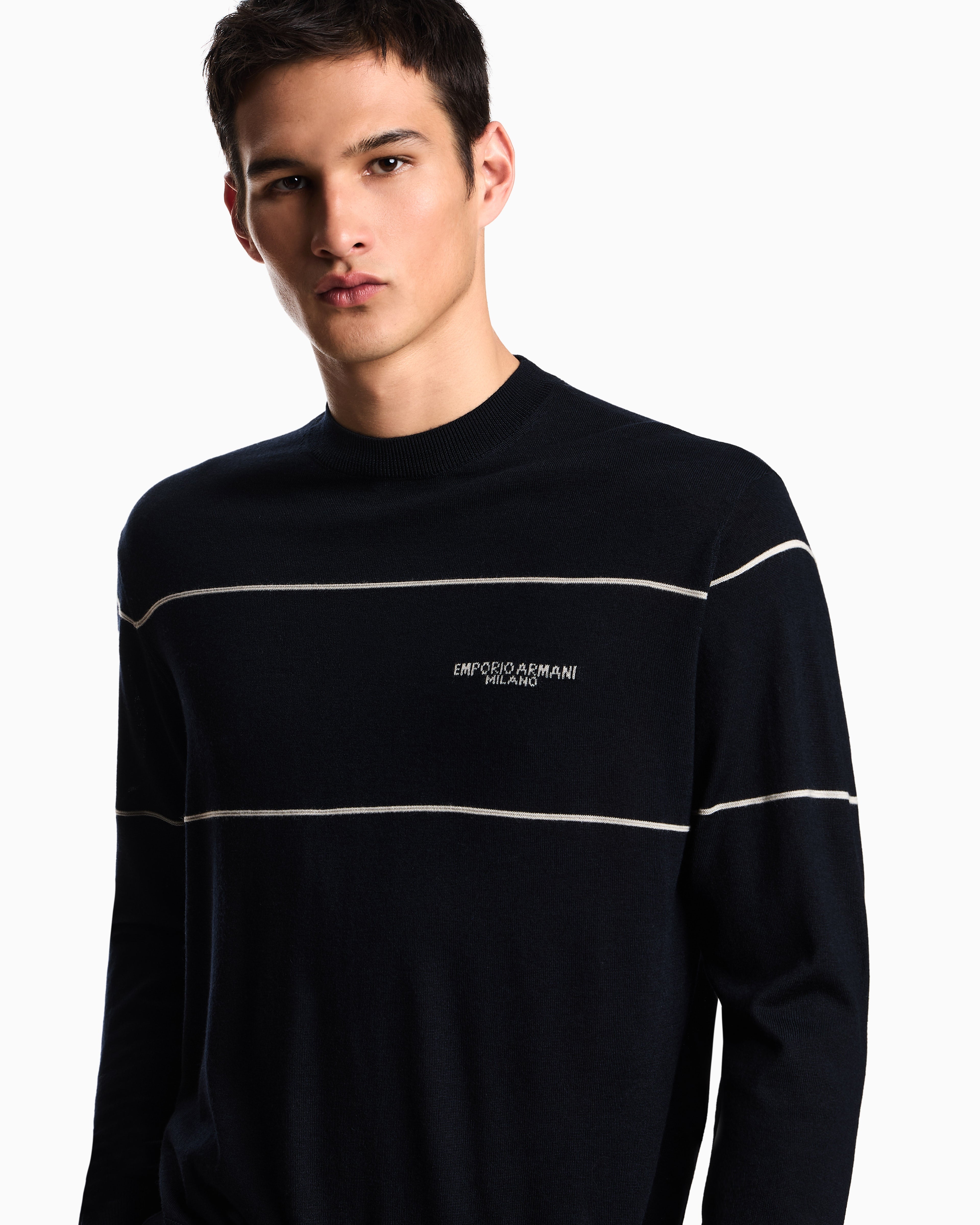 Emporio Armani Virgin-wool jumper with jacquard logo
