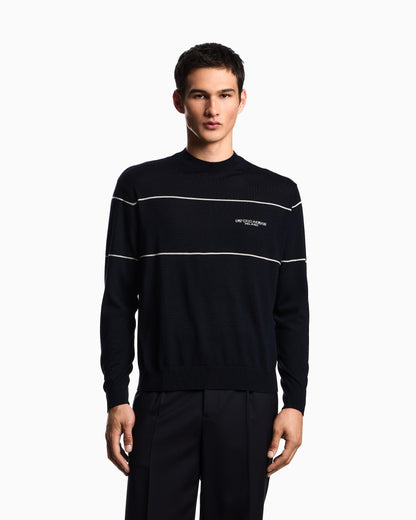 Emporio Armani Virgin-wool jumper with jacquard logo