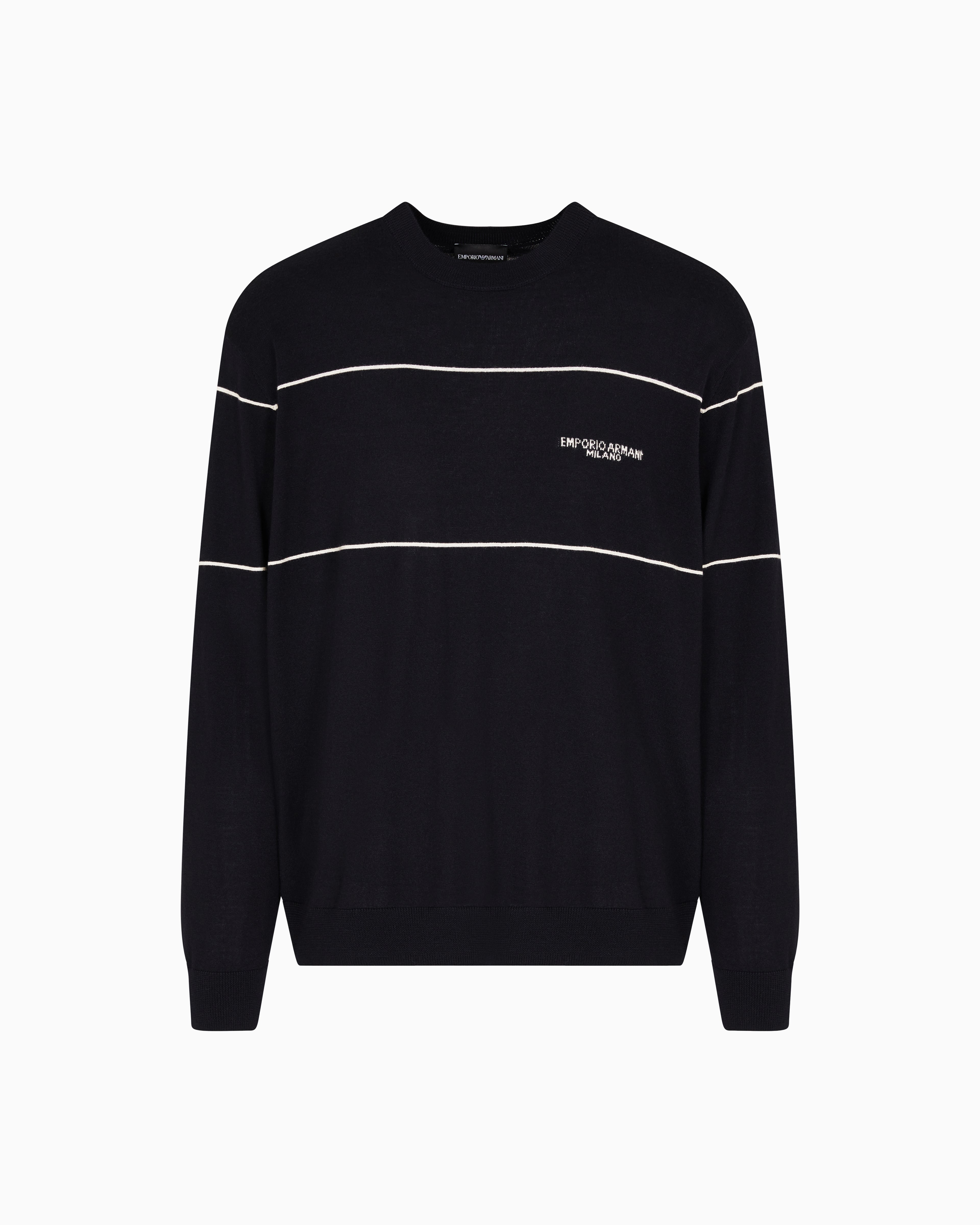 Emporio Armani Virgin-wool jumper with jacquard logo