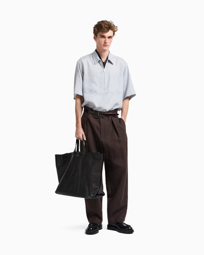 Emporio Armani Pure linen shirt with partial zip