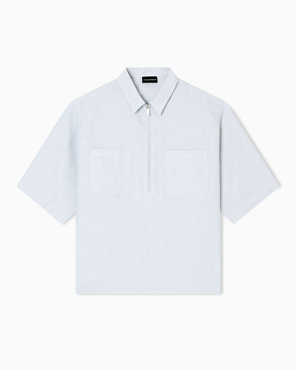 Emporio Armani Pure linen shirt with partial zip
