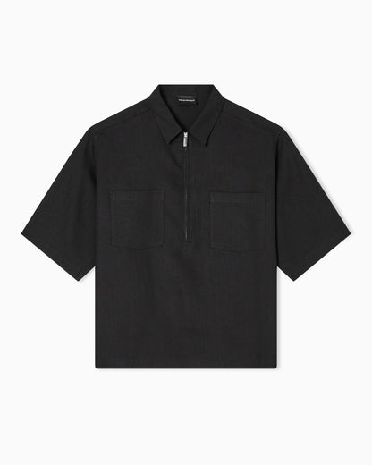 Emporio Armani Pure linen shirt with partial zip