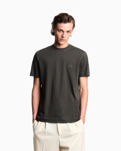 Emporio Armani Piqué jersey T-shirt with eagle patch