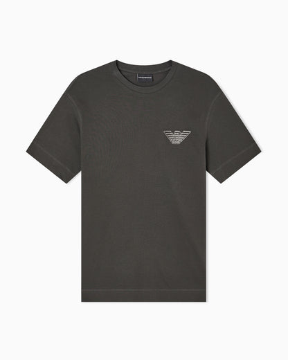 Emporio Armani Piqué jersey T-shirt with eagle patch