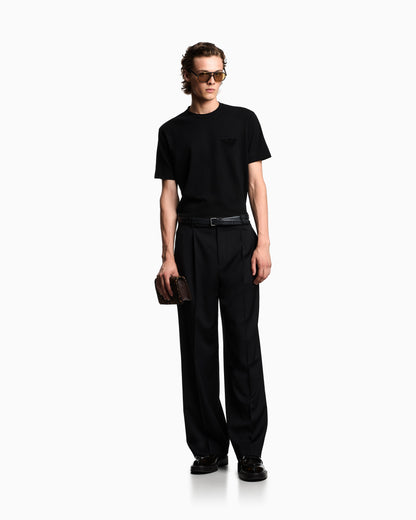 Emporio Armani Piqué jersey T-shirt with eagle patch