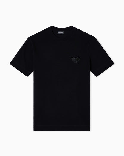 Emporio Armani Piqué jersey T-shirt with eagle patch