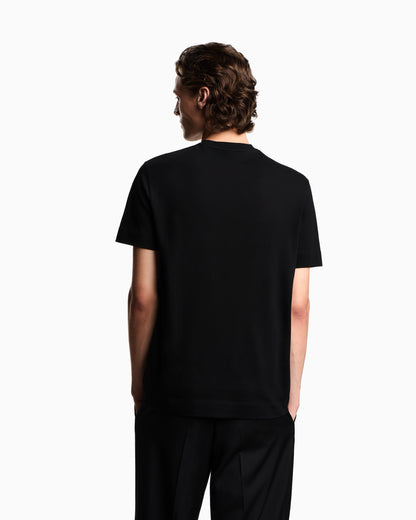 Emporio Armani Piqué jersey T-shirt with eagle patch