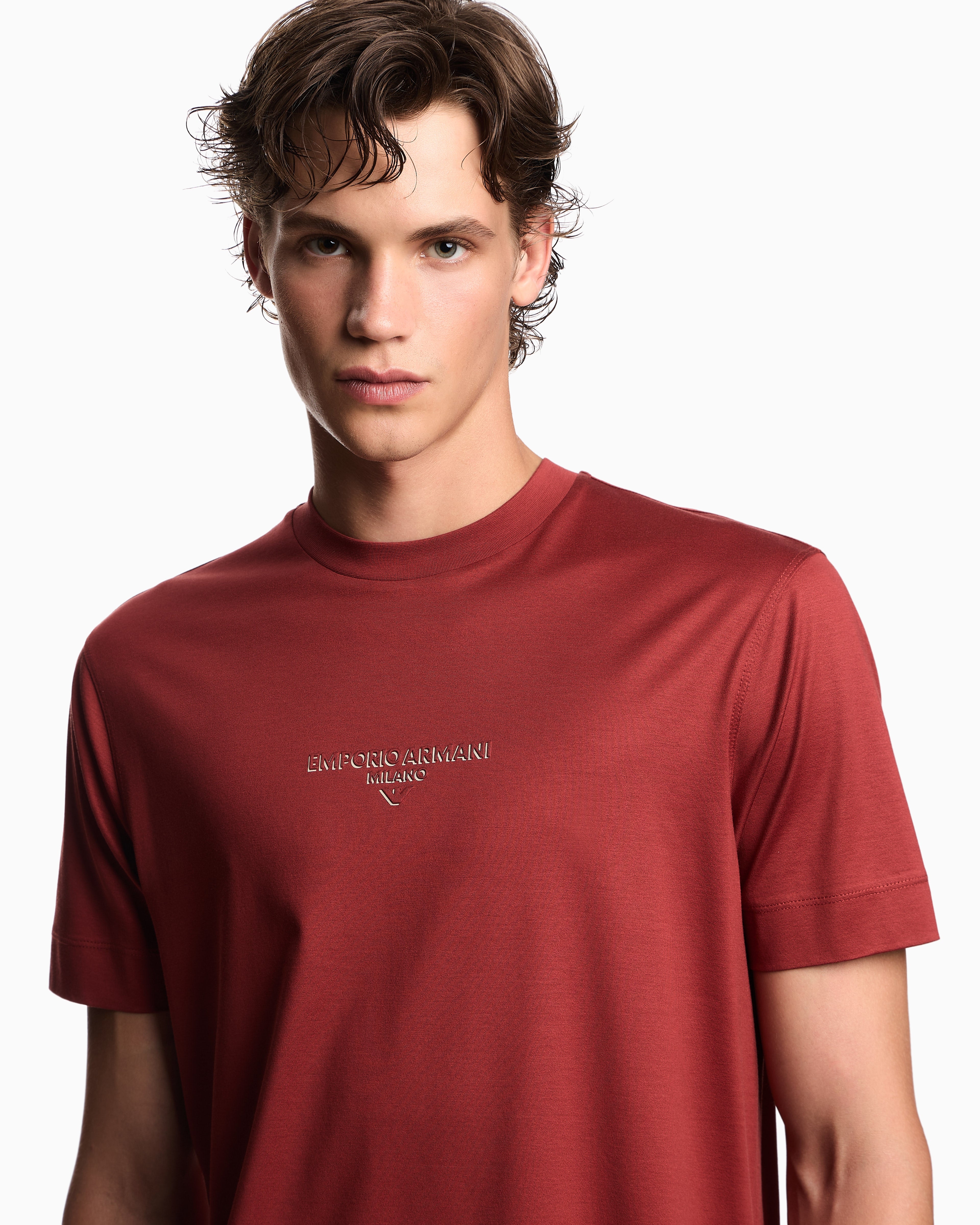 Emporio Armani Lyocell blend jersey T-shirt with 3D-effect logo