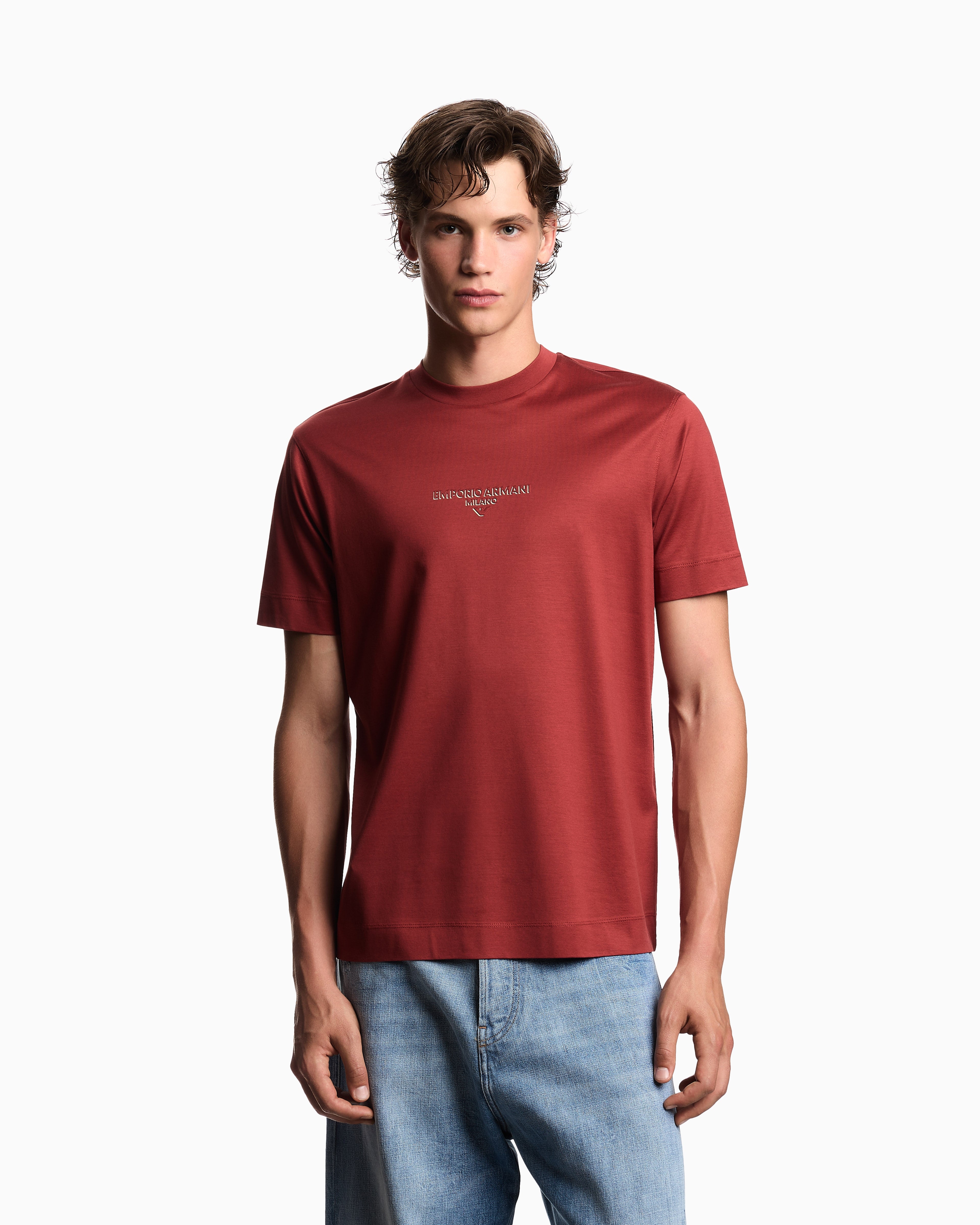 Emporio Armani Lyocell blend jersey T-shirt with 3D-effect logo