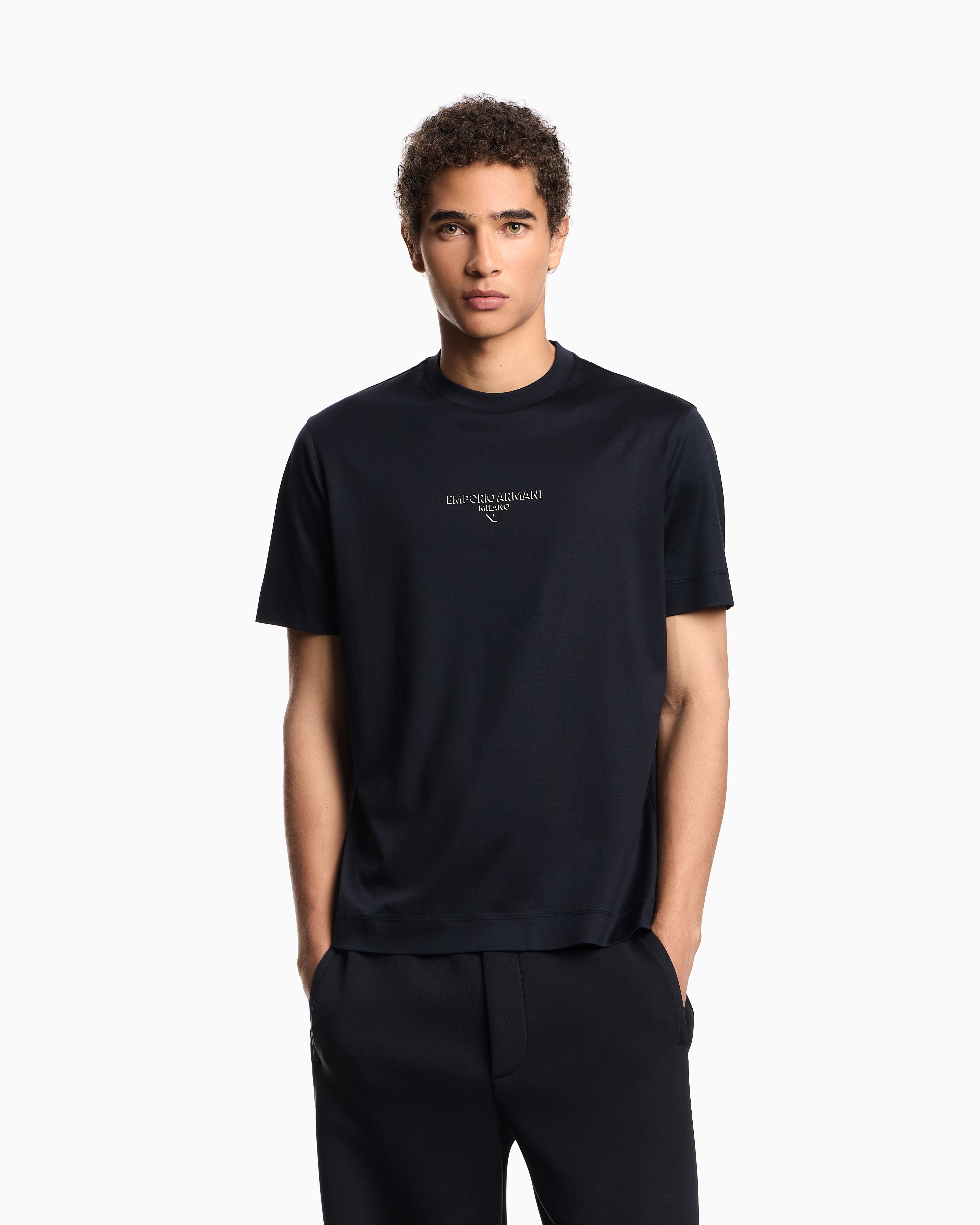 Emporio Armani Lyocell blend jersey T-shirt with 3D-effect logo