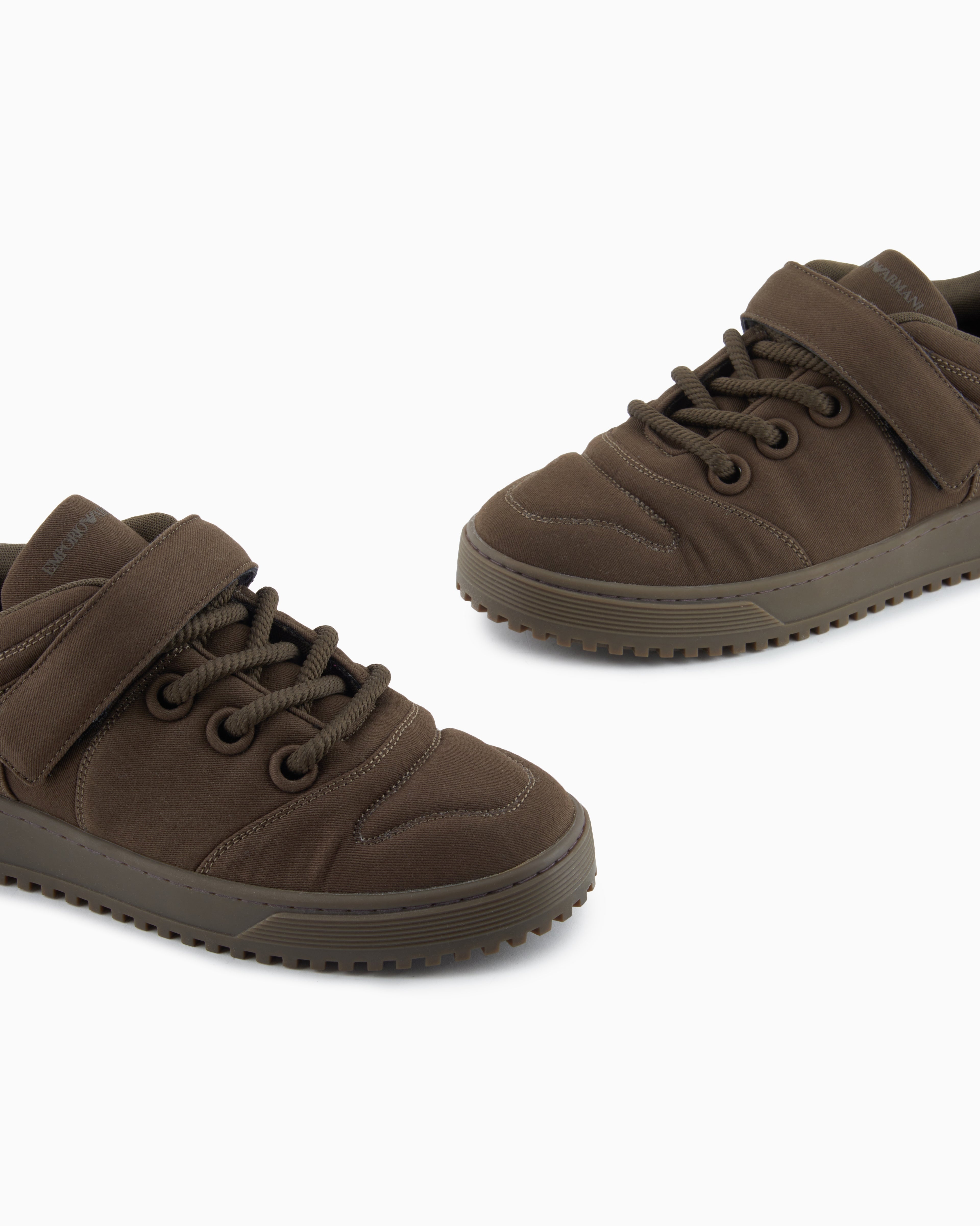 Emporio Armani Fabric Sneakers With Laces And Velcro Green