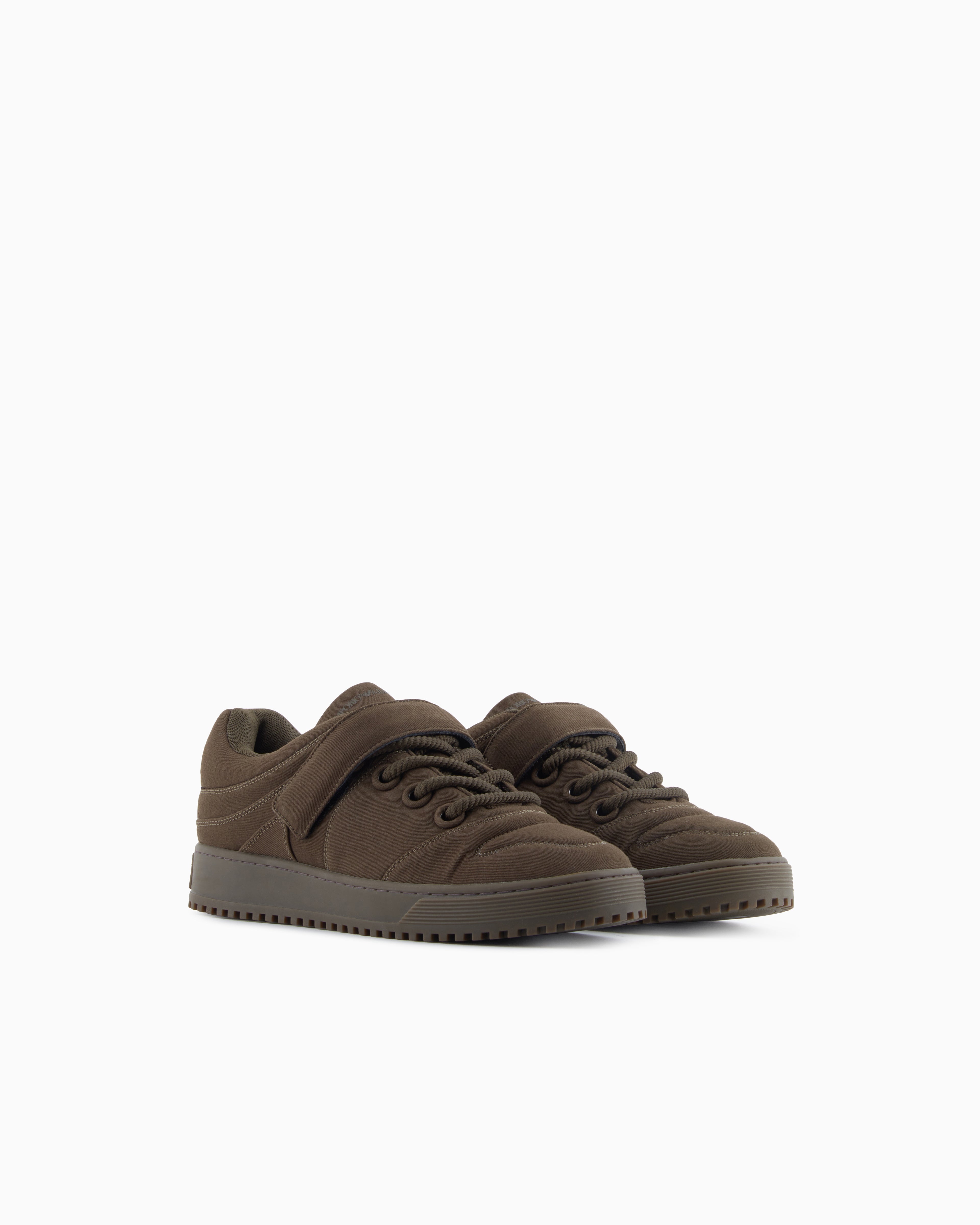 Emporio Armani Fabric Sneakers With Laces And Velcro Green
