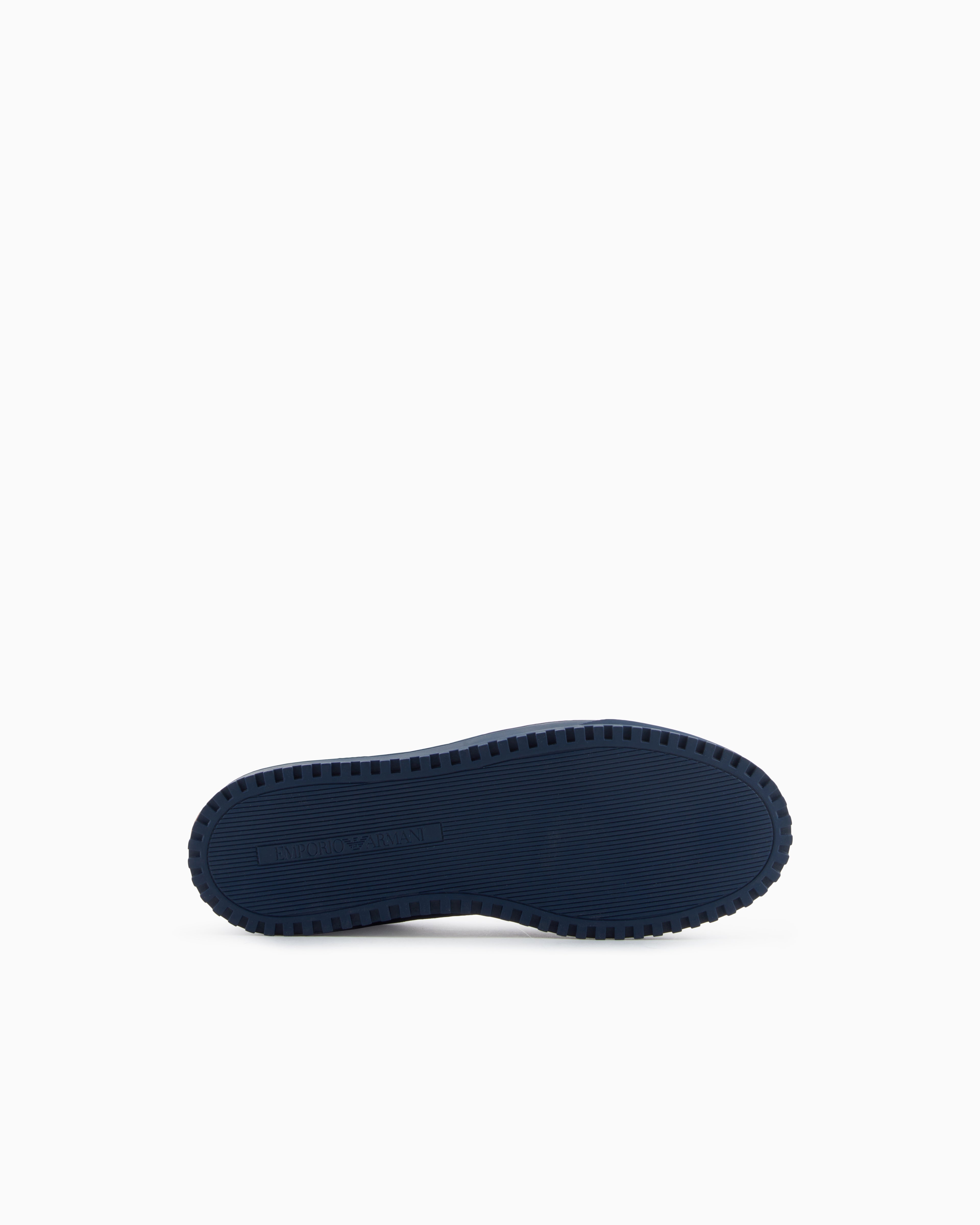 Emporio Armani Canvas Sneakers With All-Over Eagles Blue