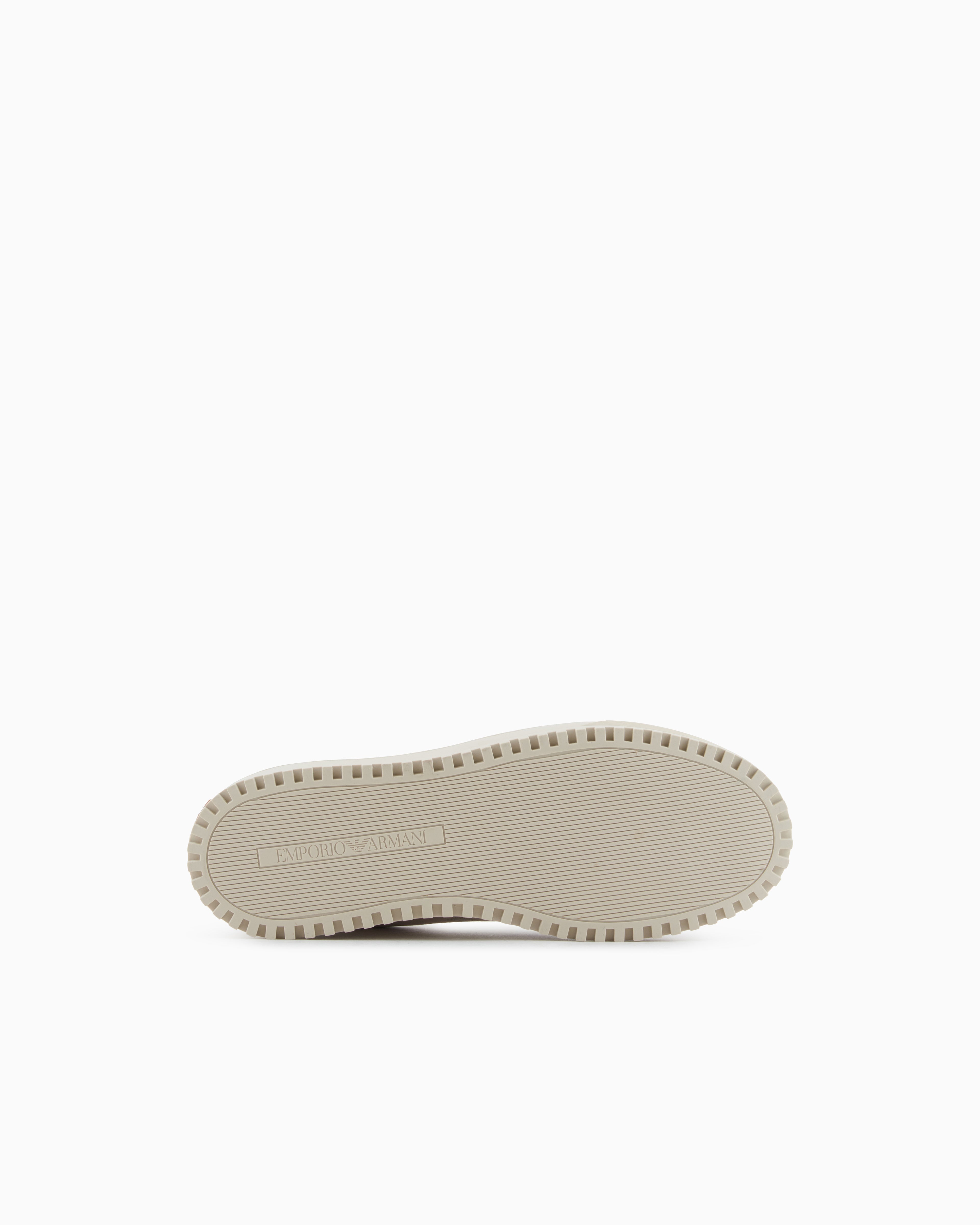 Emporio Armani Canvas Sneakers With All-Over Eagles Beige