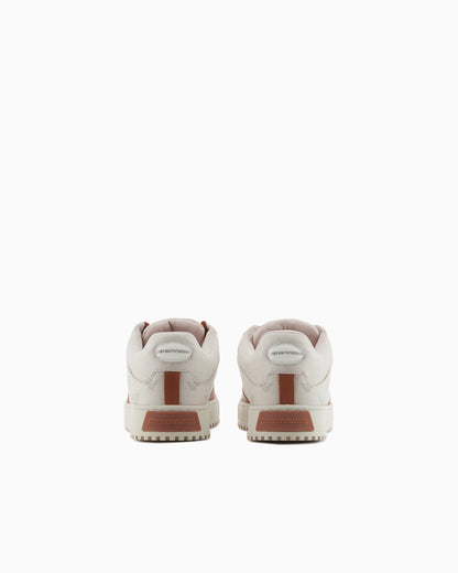 Emporio Armani Canvas Sneakers With All-Over Eagles Beige