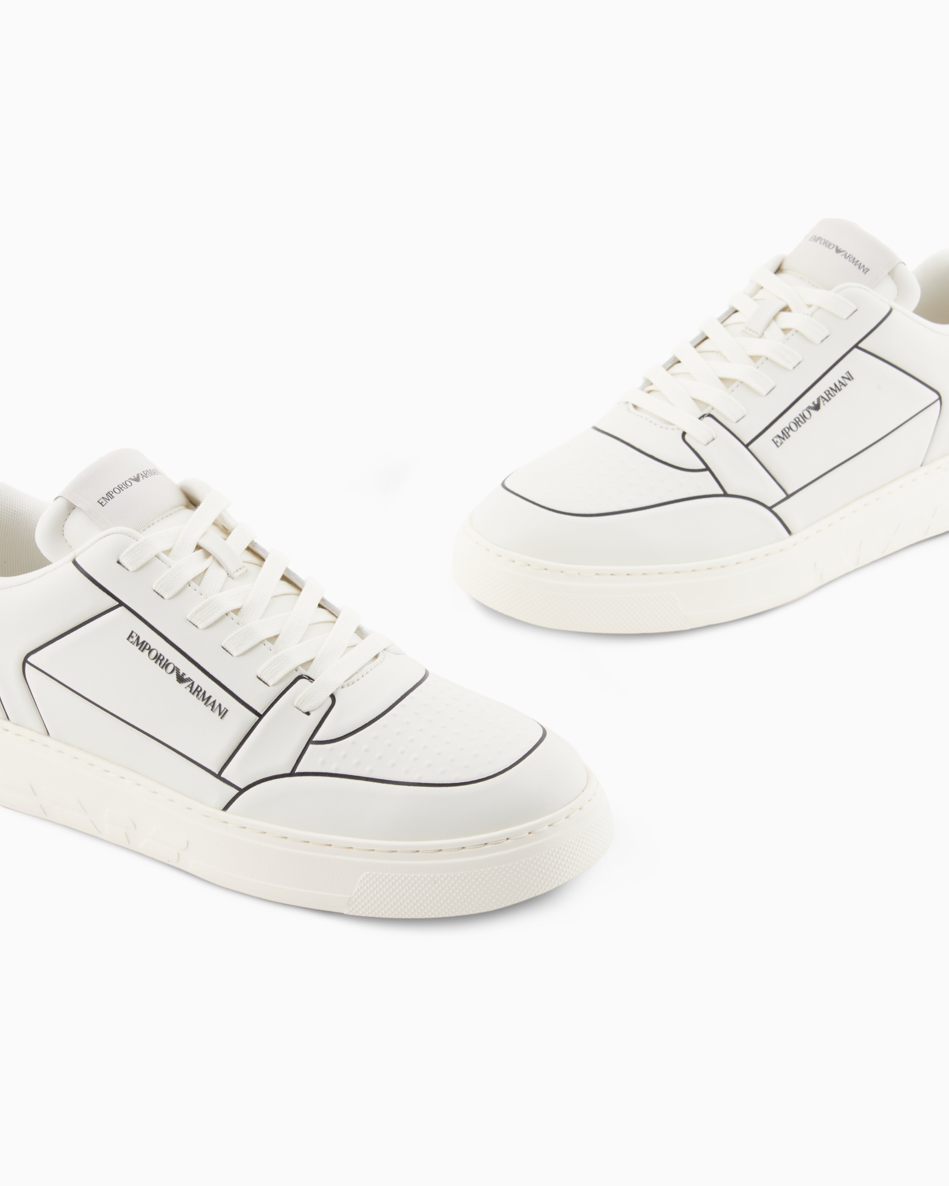 Emporio Armani Leather Sneakers With An Embossed Print Two-Tone