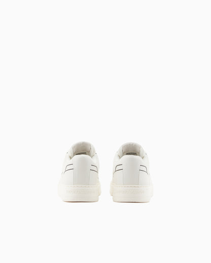 Emporio Armani Leather Sneakers With An Embossed Print Two-Tone