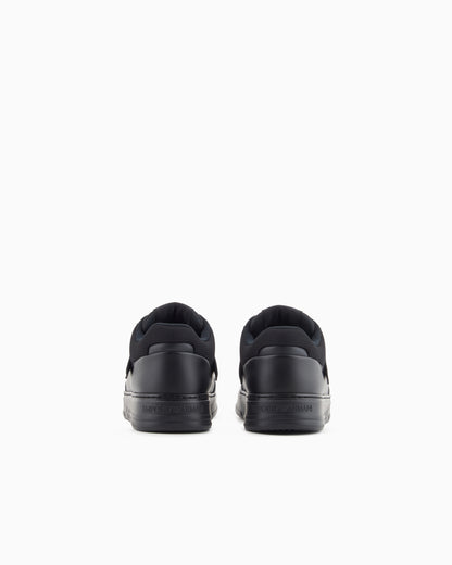 Emporio Armani Leather Sneakers With Mesh Details Blue