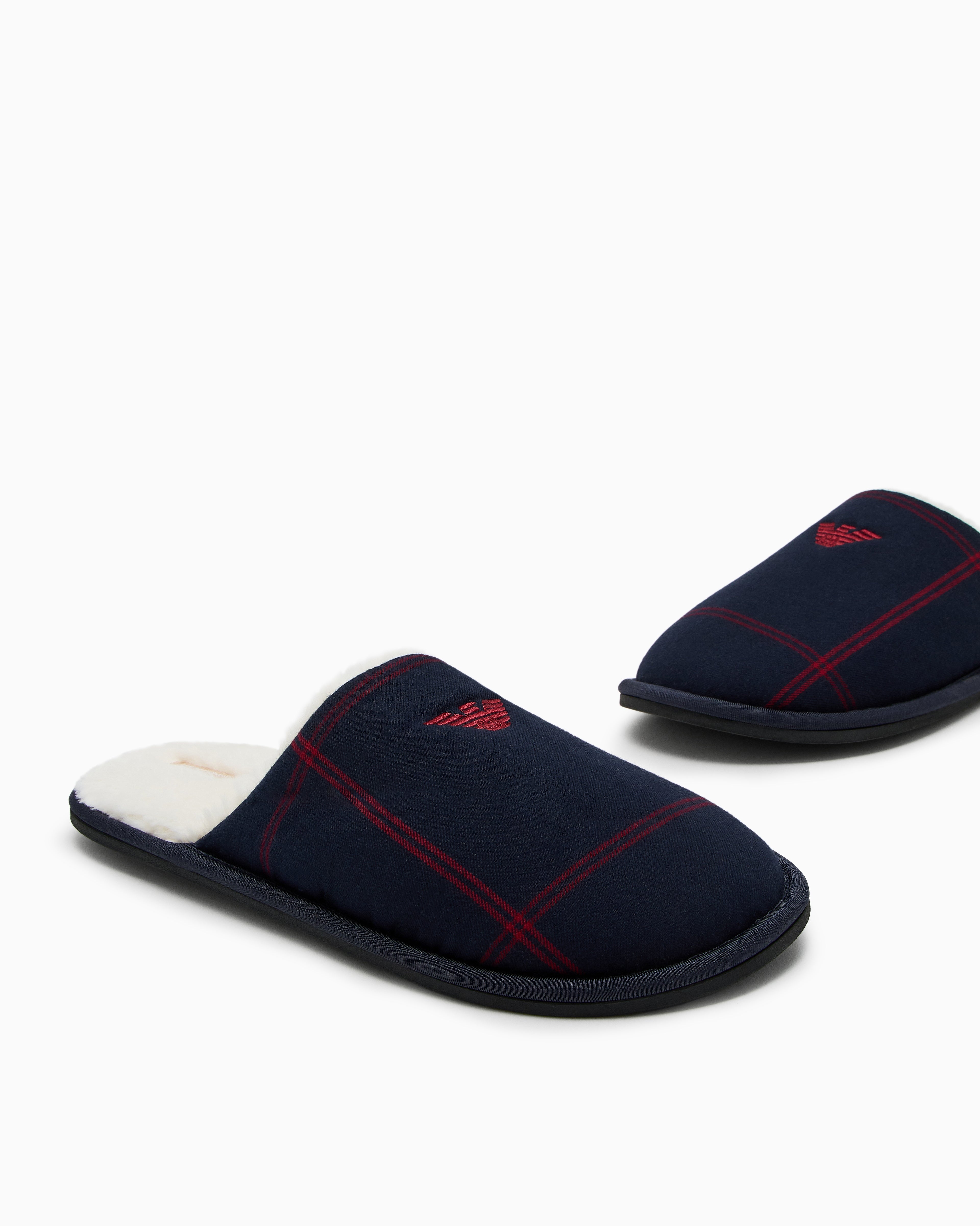 Emporio Armani Tartan motif flannel slippers