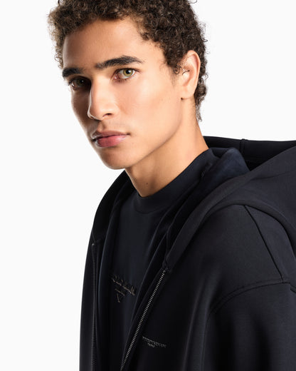 Emporio Armani ASV Lyocell-blend bonded jersey zip-up sweatshirt with hood