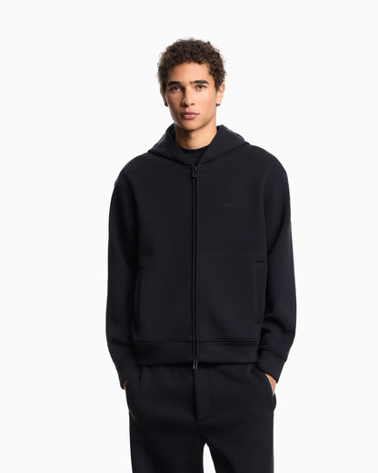 Emporio Armani ASV Lyocell-blend bonded jersey zip-up sweatshirt with hood
