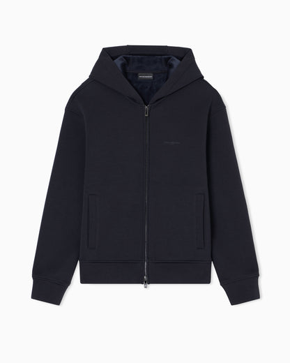 Emporio Armani ASV Lyocell-blend bonded jersey zip-up sweatshirt with hood