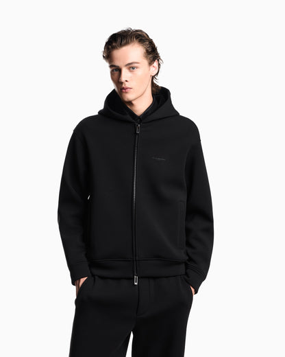 Emporio Armani ASV Lyocell-blend bonded jersey zip-up sweatshirt with hood