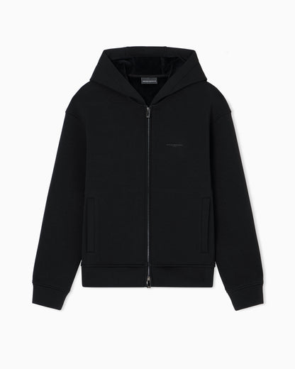 Emporio Armani ASV Lyocell-blend bonded jersey zip-up sweatshirt with hood