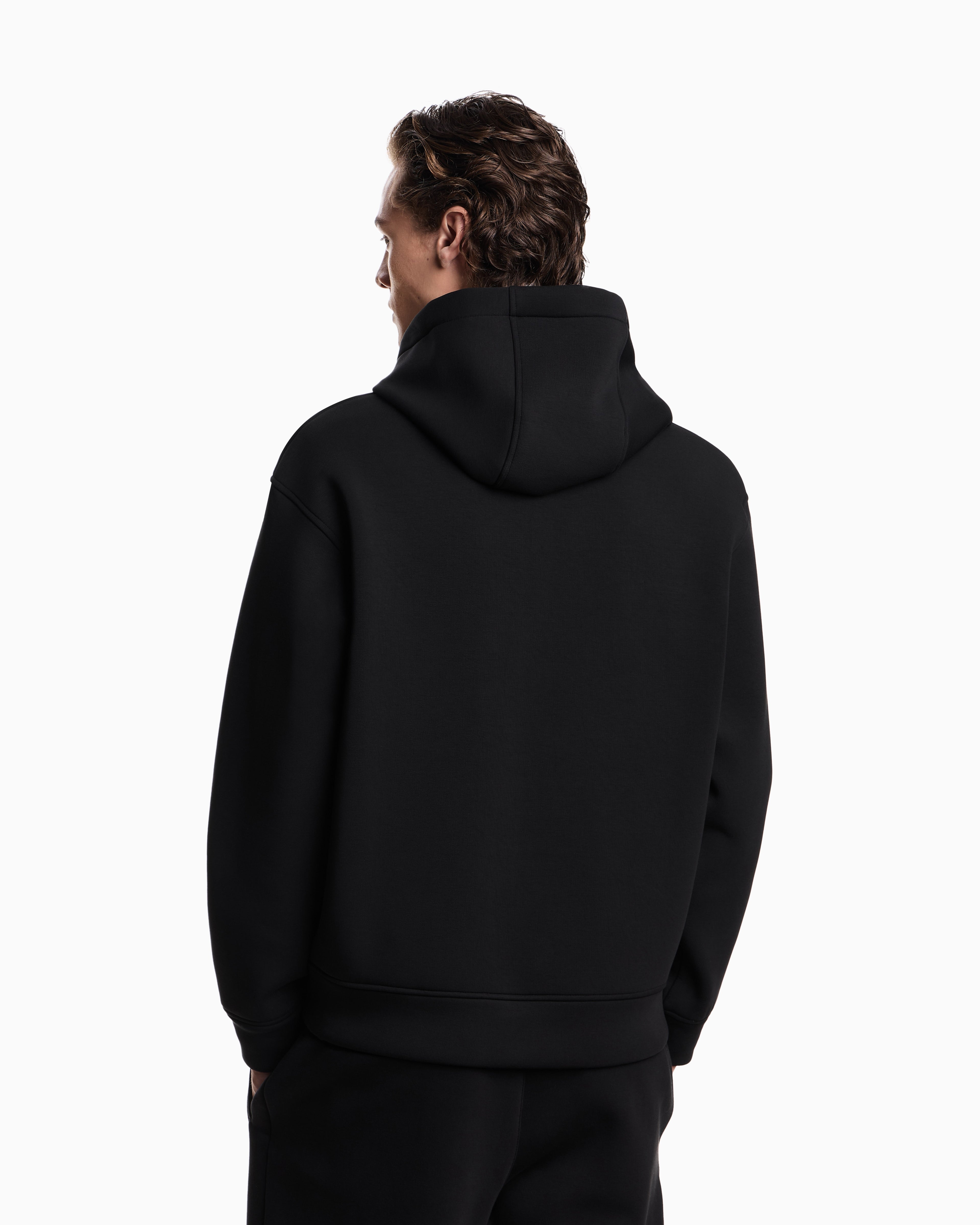 Emporio Armani ASV Lyocell-blend bonded jersey zip-up sweatshirt with hood