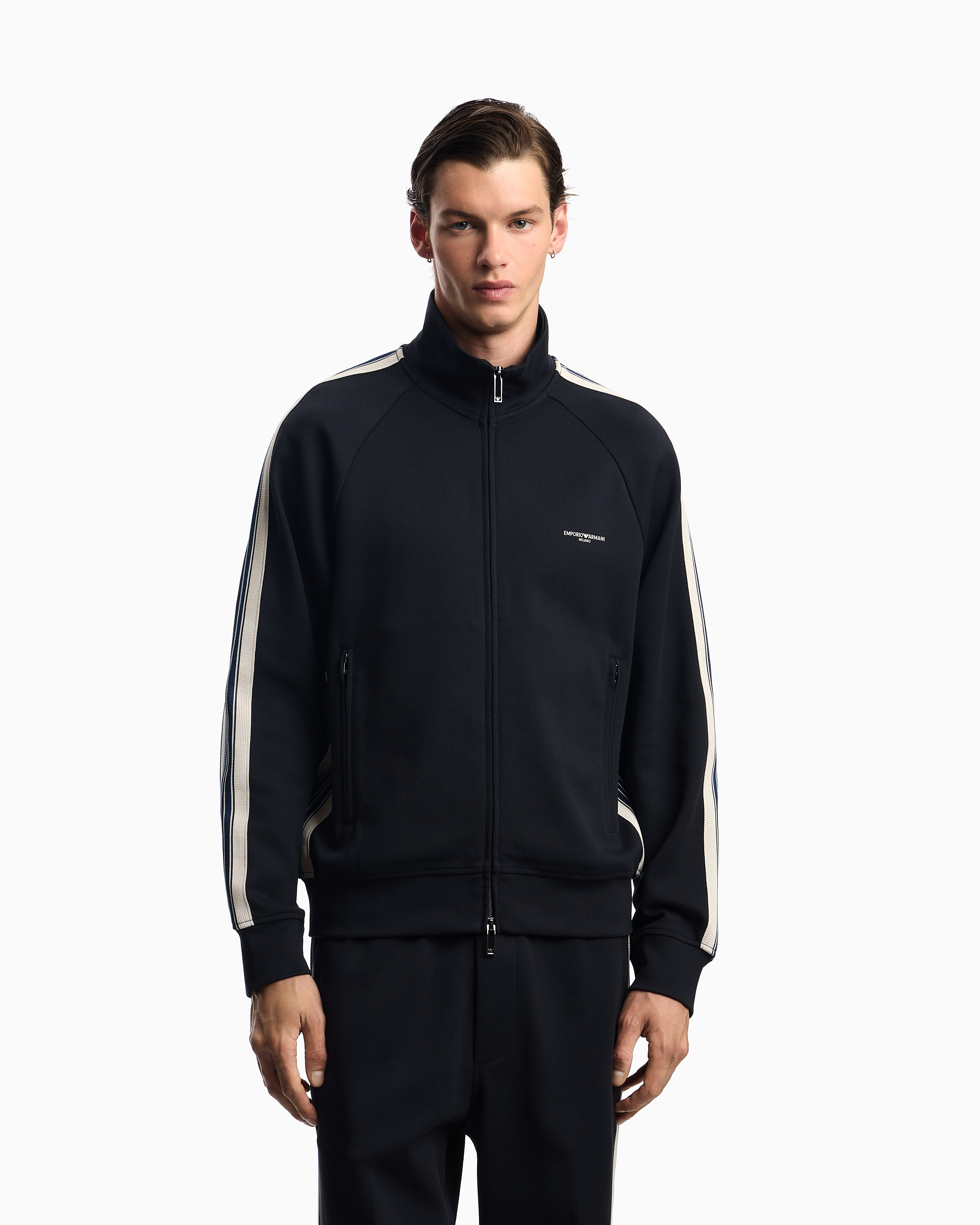 Emporio Armani ASV full-zip sweatshirt in jersey with contrasting bands