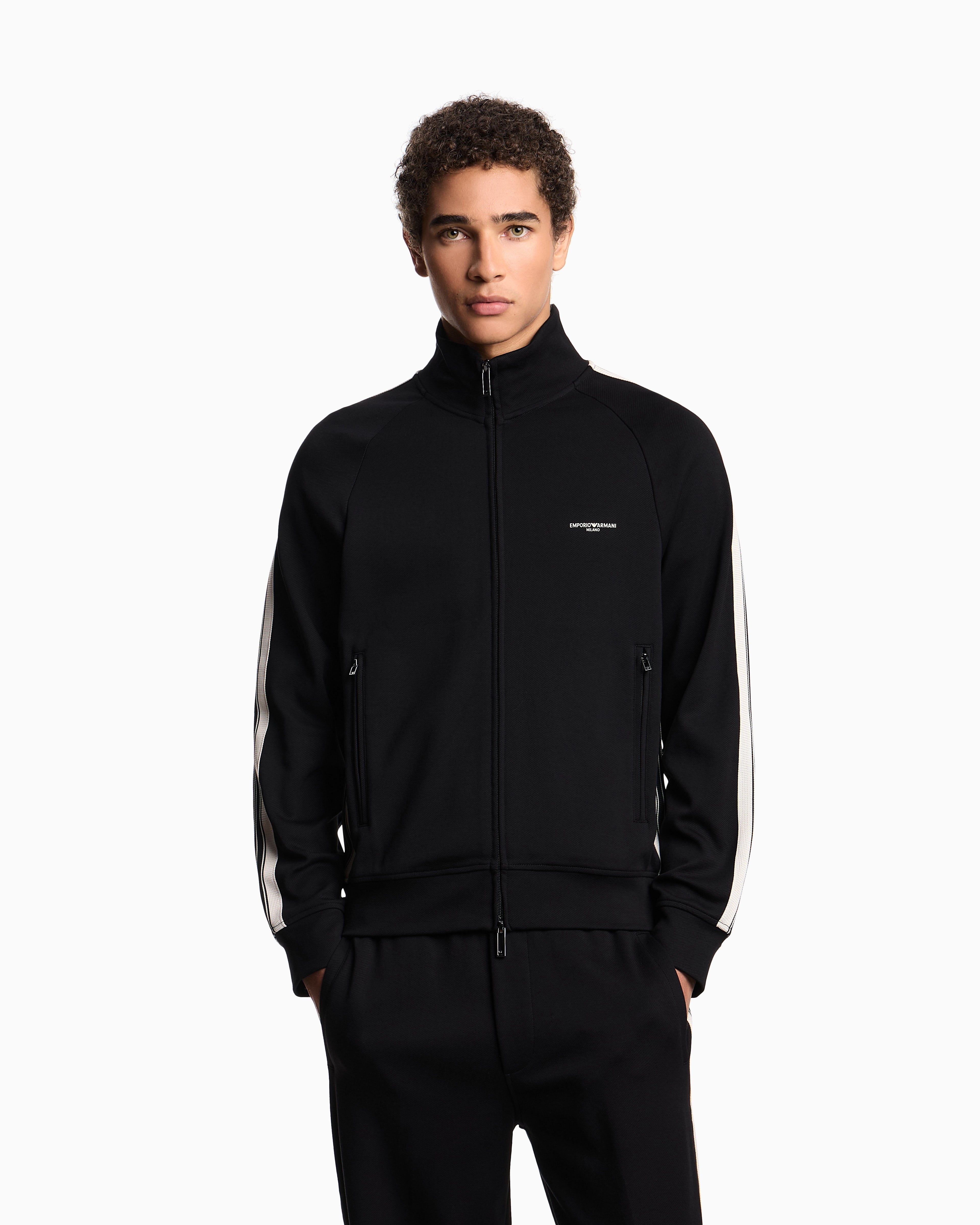 Emporio Armani ASV full-zip sweatshirt in jersey with contrasting bands