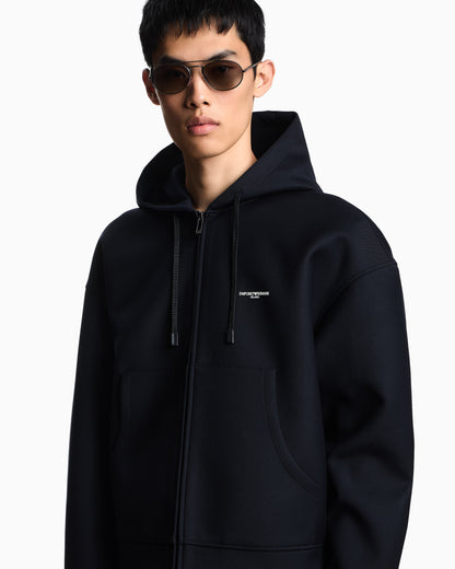 Emporio Armani Light wool zip-up hooded sweatshirt