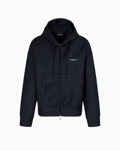Emporio Armani Light wool zip-up hooded sweatshirt