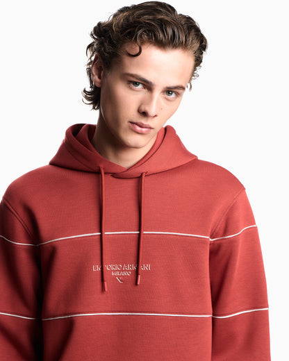 Emporio Armani Double-jersey hooded sweatshirt with 3D-effect logo